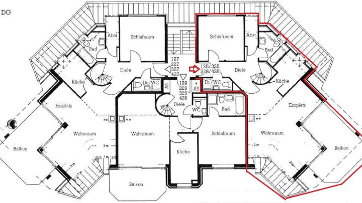 Dachgeschosswohnung mit Galeriegeschoss und großem Balkon in Müngersdorf