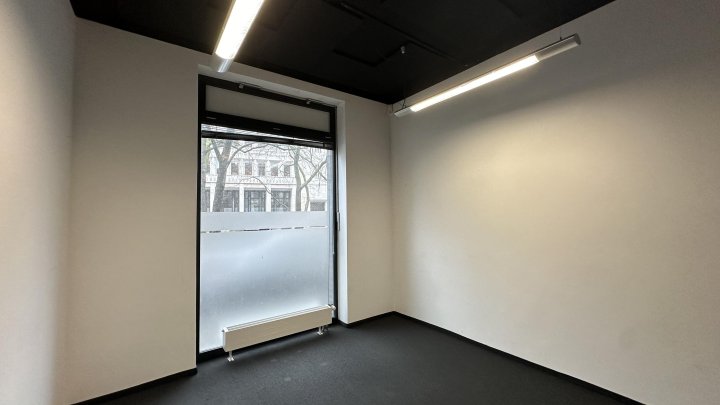 Erdgeschossbüro mit Terrasse und hohen Decken