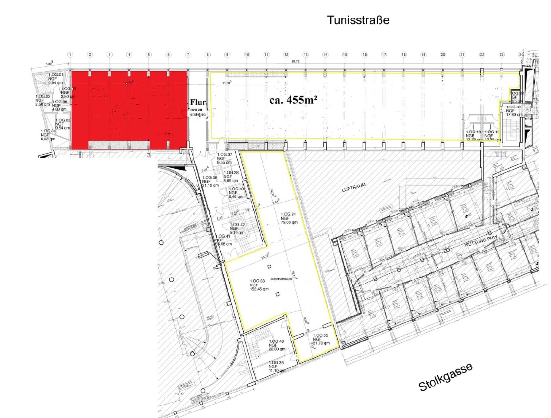 Grundrissplan 1.OG Teilflächen