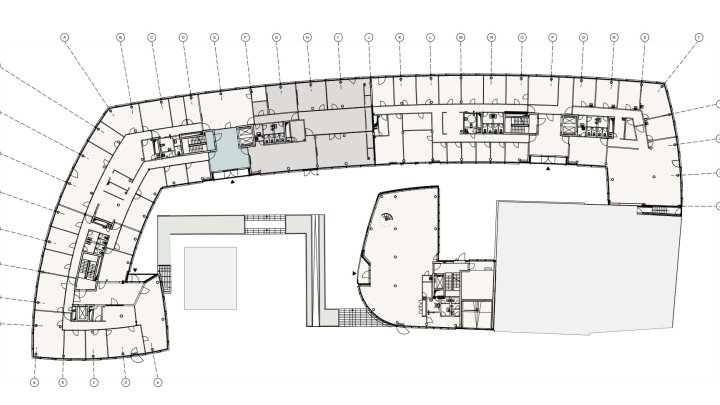 Moderne Büros auf historischem Grund im 