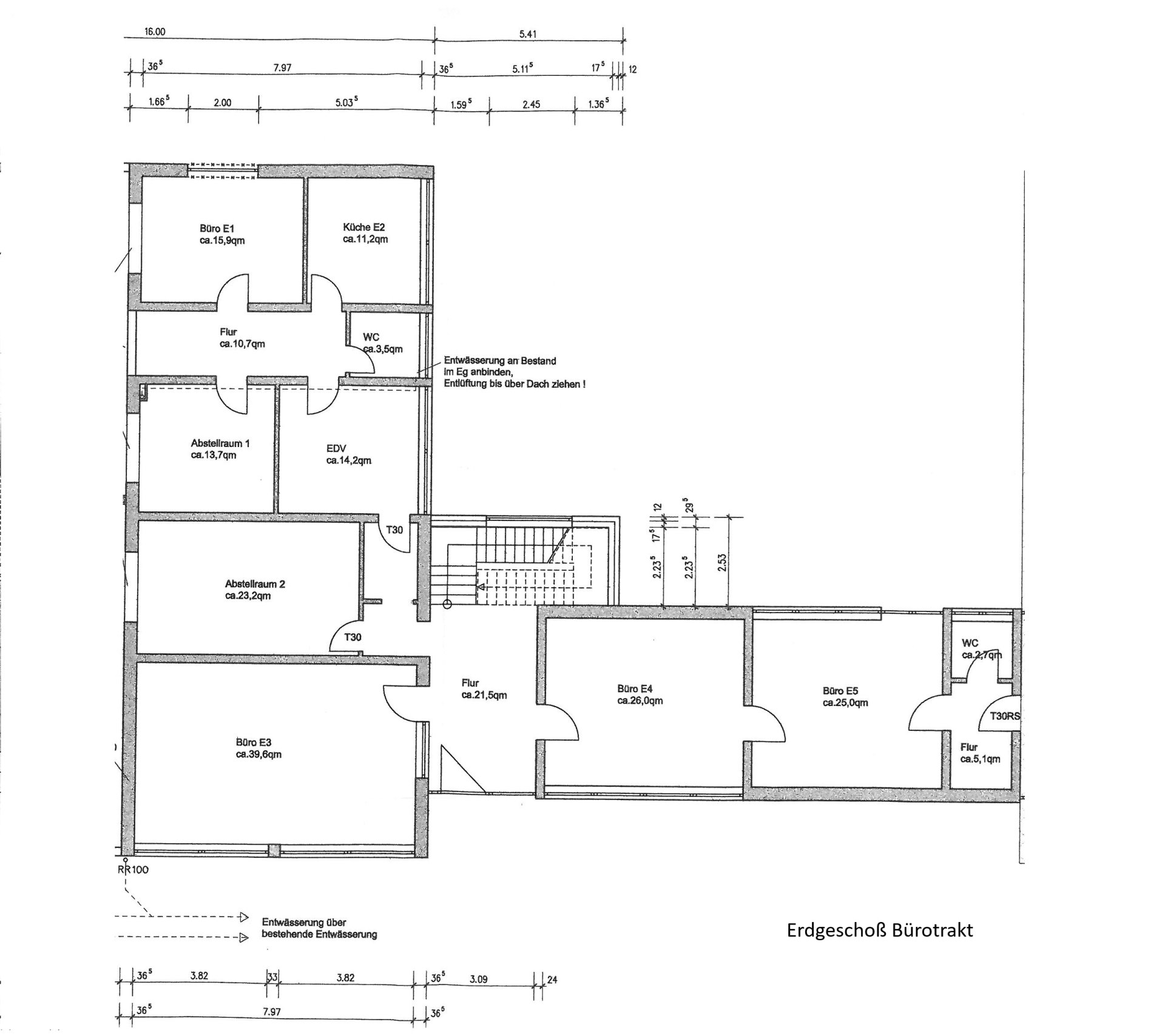 Grundriss Bürotrakt EG