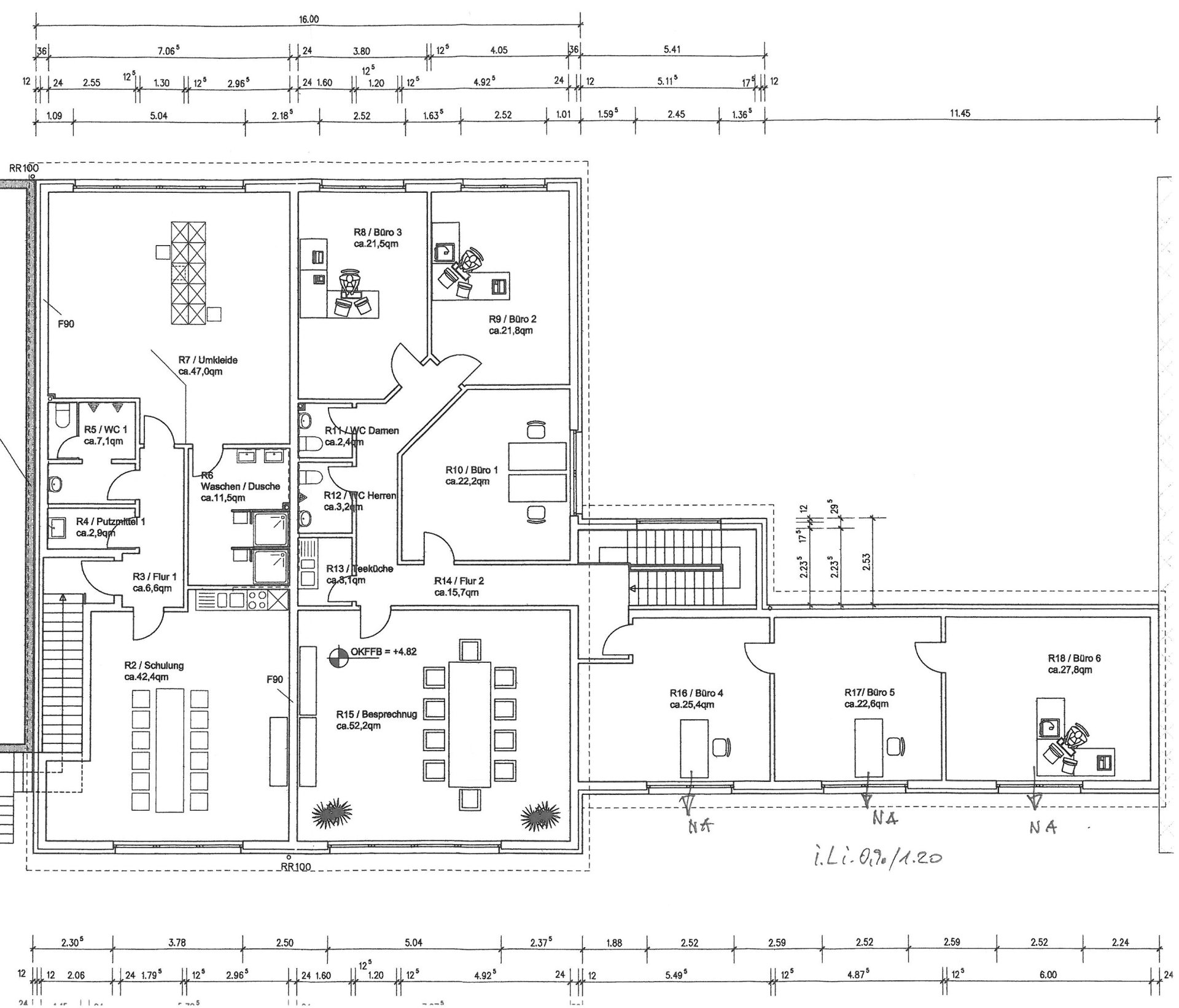Grundriss Bürotrakt OG