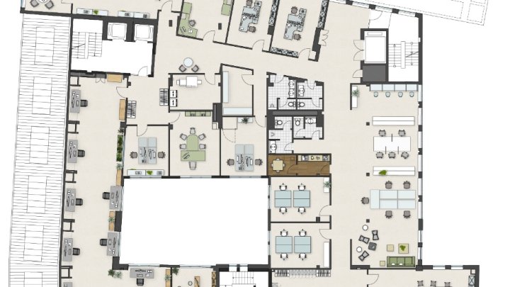 Modernes Büro hinter repräsentativer Altbaufassade